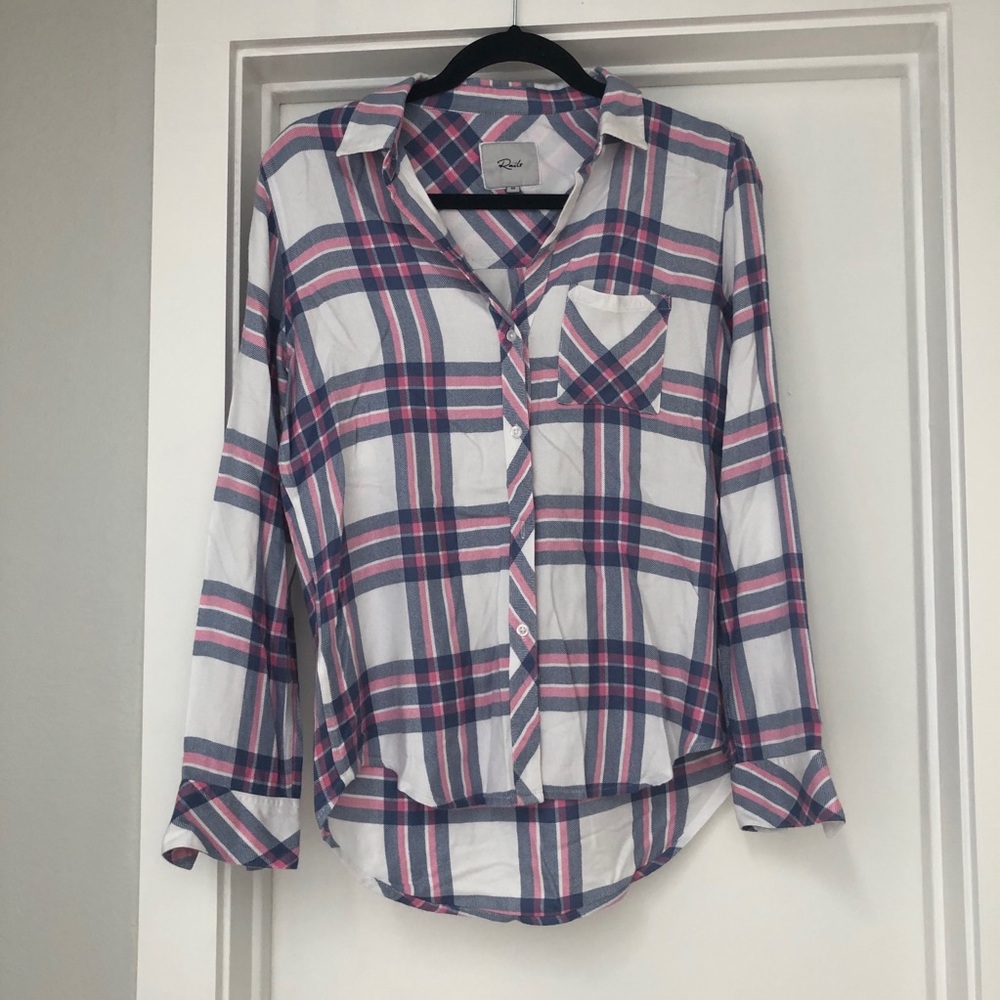 RAILS Pink Plaid Side Pocket Button Up XS